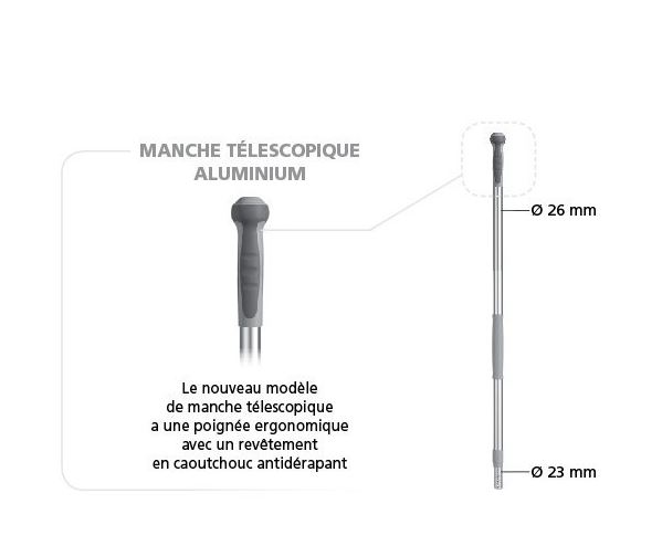 Manche télescopique gris aluminium anodisé 0703060E