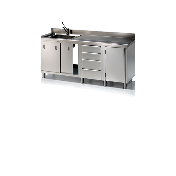 Plonge inox avec placard de rangement